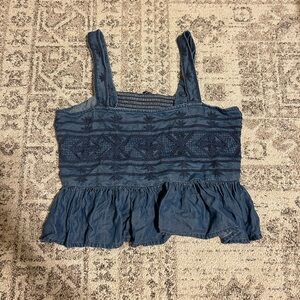 American Eagle Faux Denim Adjustable Strap Tank Top